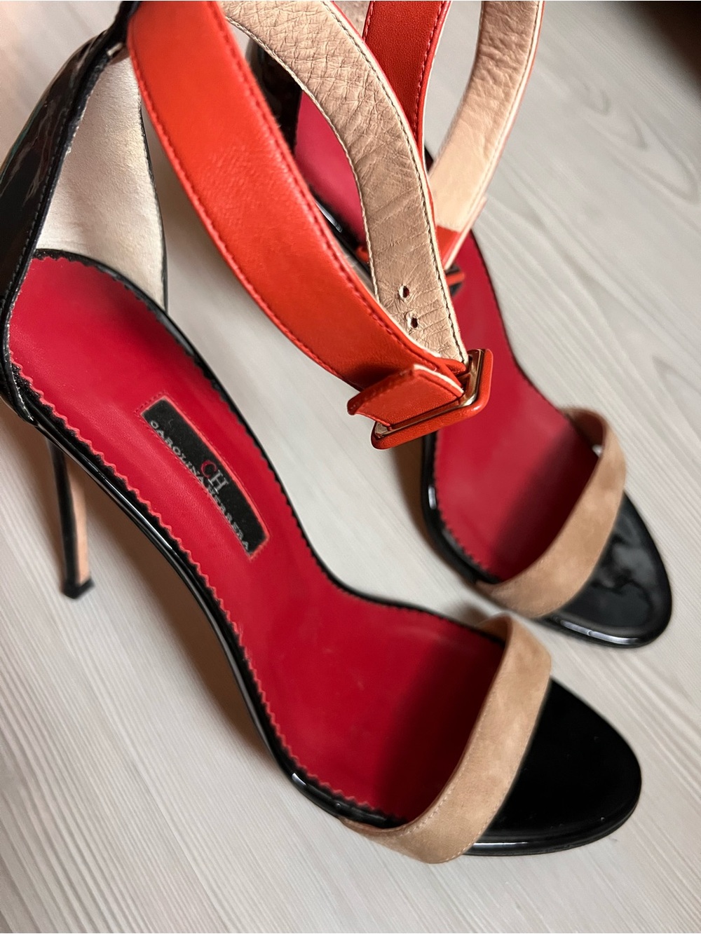 Carolina Herrera leather ankle strap heels